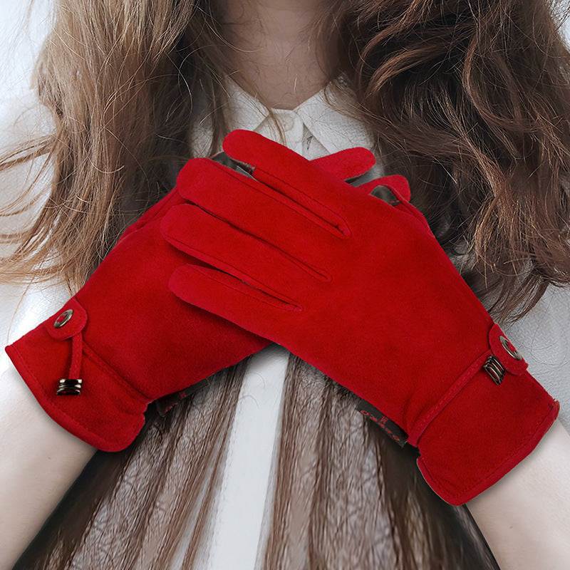 Genuine Leather Gloves Autumn-winter Warm And Thickening Non-slip Touch Screen Fashion