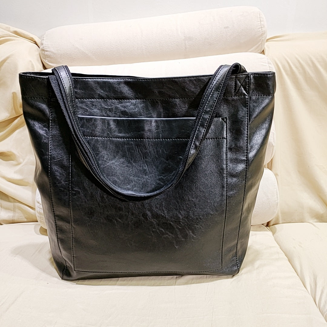 Retro Tote – Large Capacity, Premium Oil Wax Leather, Effortless Chic