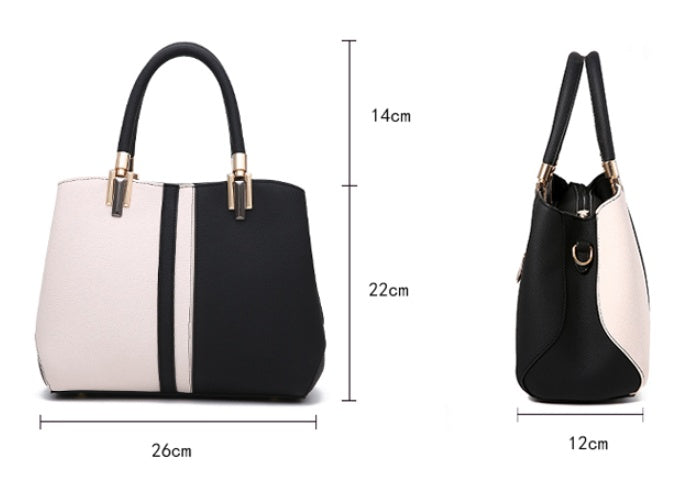 Elegant Contrast Leather Handbag