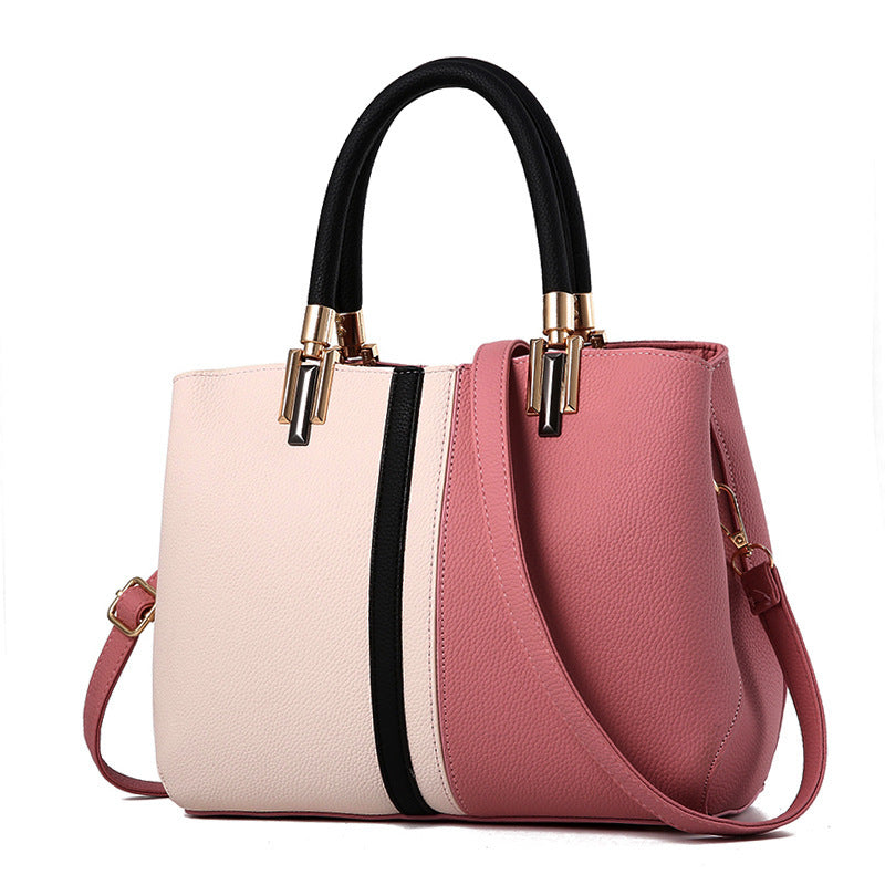 Elegant Contrast Leather Handbag