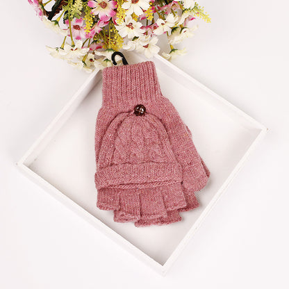 Autumn and winter Korean women's lovely five finger thin sweater knitted gloves in winter with students writing half fingers