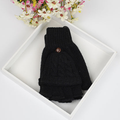 Autumn and winter Korean women's lovely five finger thin sweater knitted gloves in winter with students writing half fingers