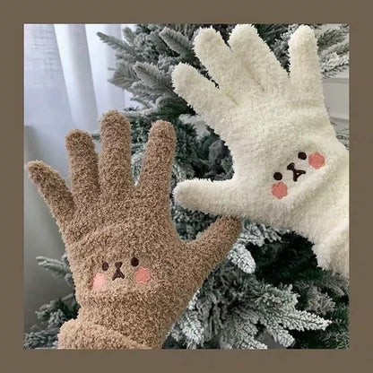 Warm Lady Winter Knitting Plush Gloves