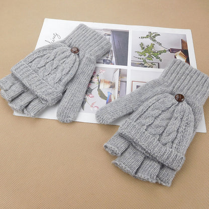 Autumn and winter Korean women's lovely five finger thin sweater knitted gloves in winter with students writing half fingers