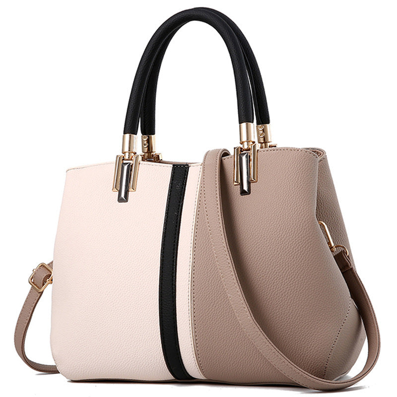 Elegant Contrast Leather Handbag