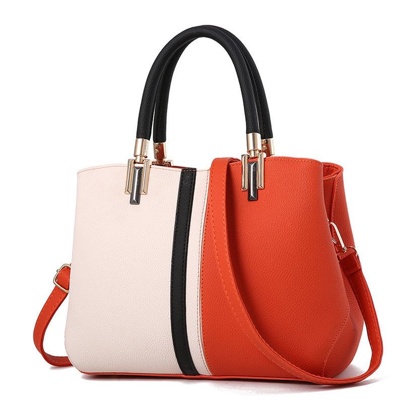 Elegant Contrast Leather Handbag