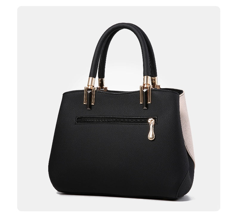 Elegant Contrast Leather Handbag