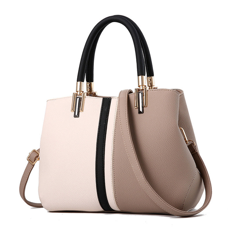 Elegant Contrast Leather Handbag