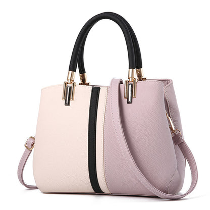 Elegant Contrast Leather Handbag