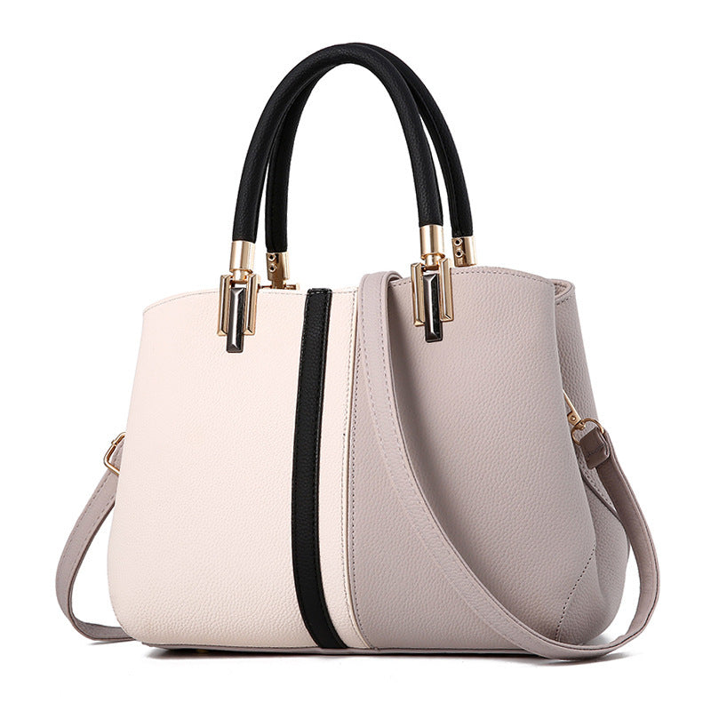 Elegant Contrast Leather Handbag