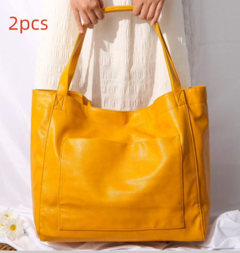 Retro Tote – Large Capacity, Premium Oil Wax Leather, Effortless Chic