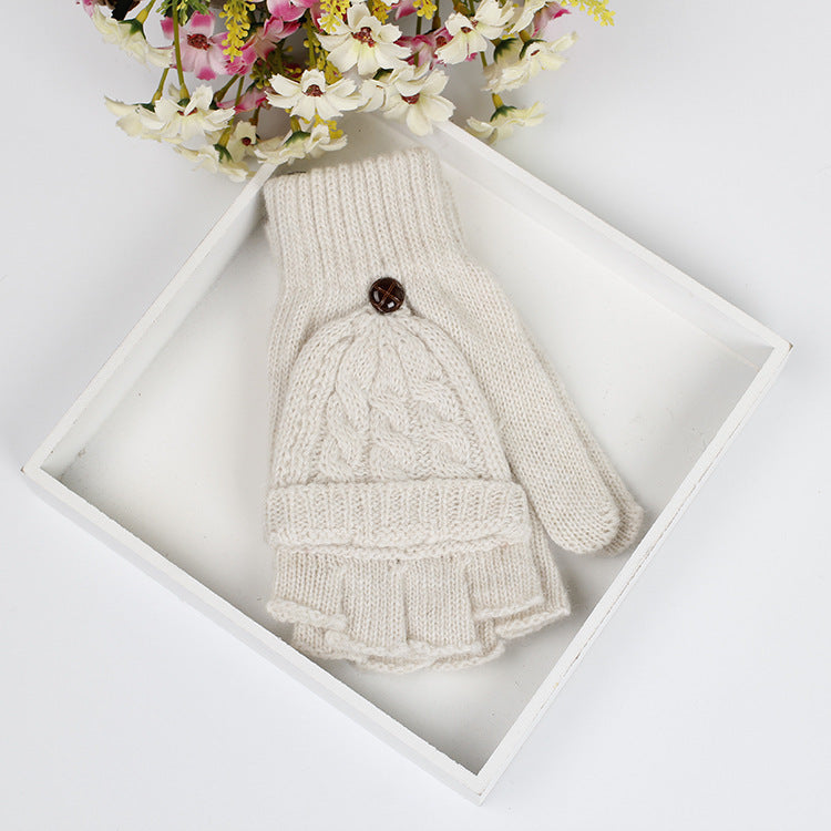 Autumn and winter Korean women's lovely five finger thin sweater knitted gloves in winter with students writing half fingers