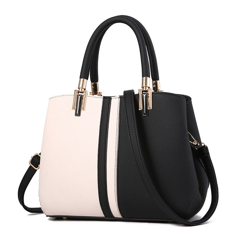 Elegant Contrast Leather Handbag