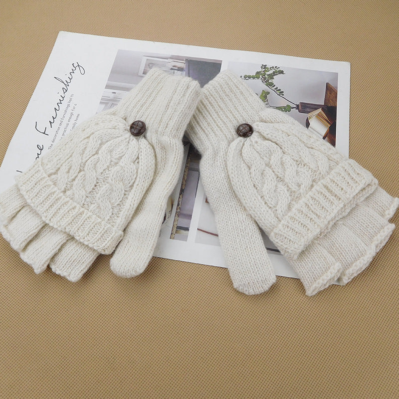 Autumn and winter Korean women's lovely five finger thin sweater knitted gloves in winter with students writing half fingers