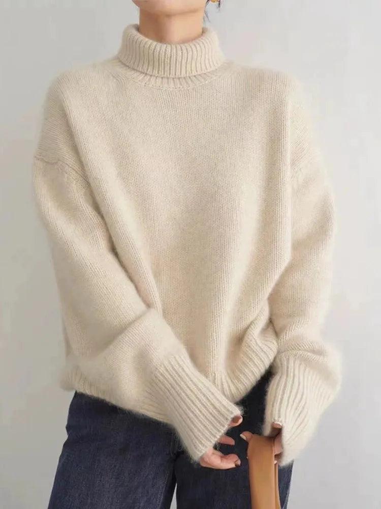 Oversized Cashmere Roll Neck Sweater | Soft & Warm Knitwear