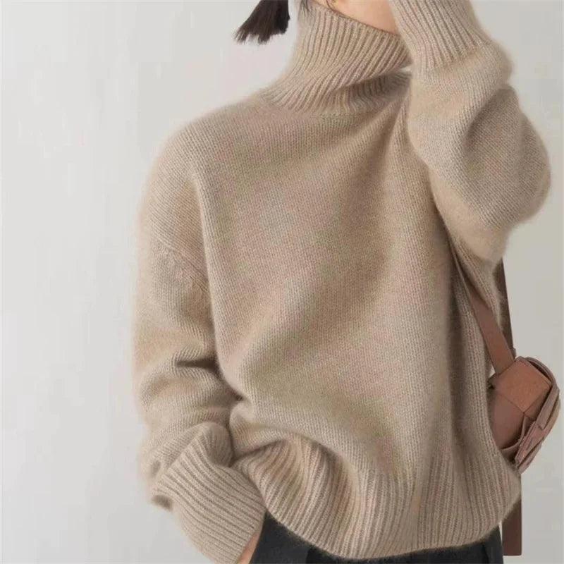 Oversized Cashmere Roll Neck Sweater | Soft & Warm Knitwear